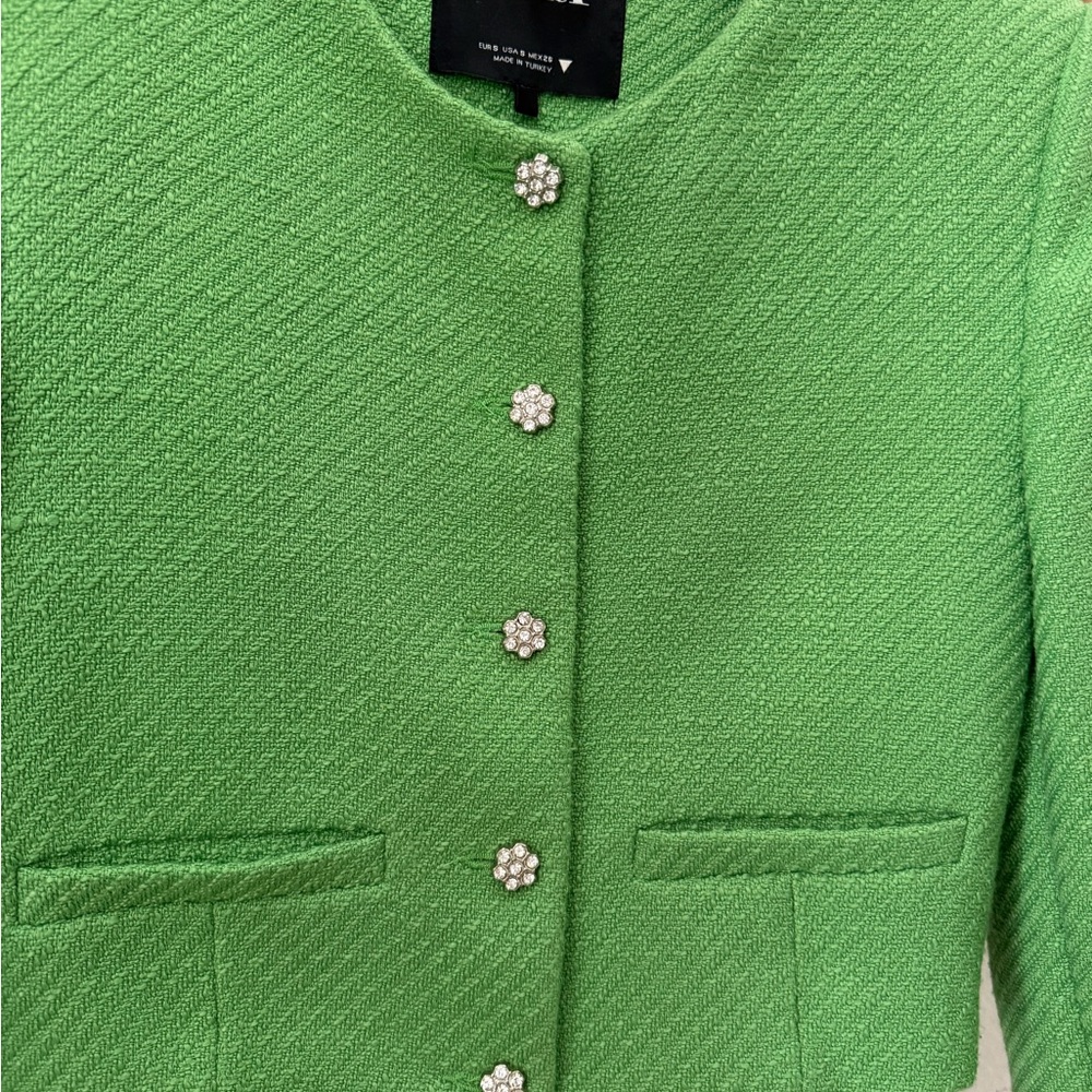 Zara Women's Green Cropped Blazer - Picture 3 of 7